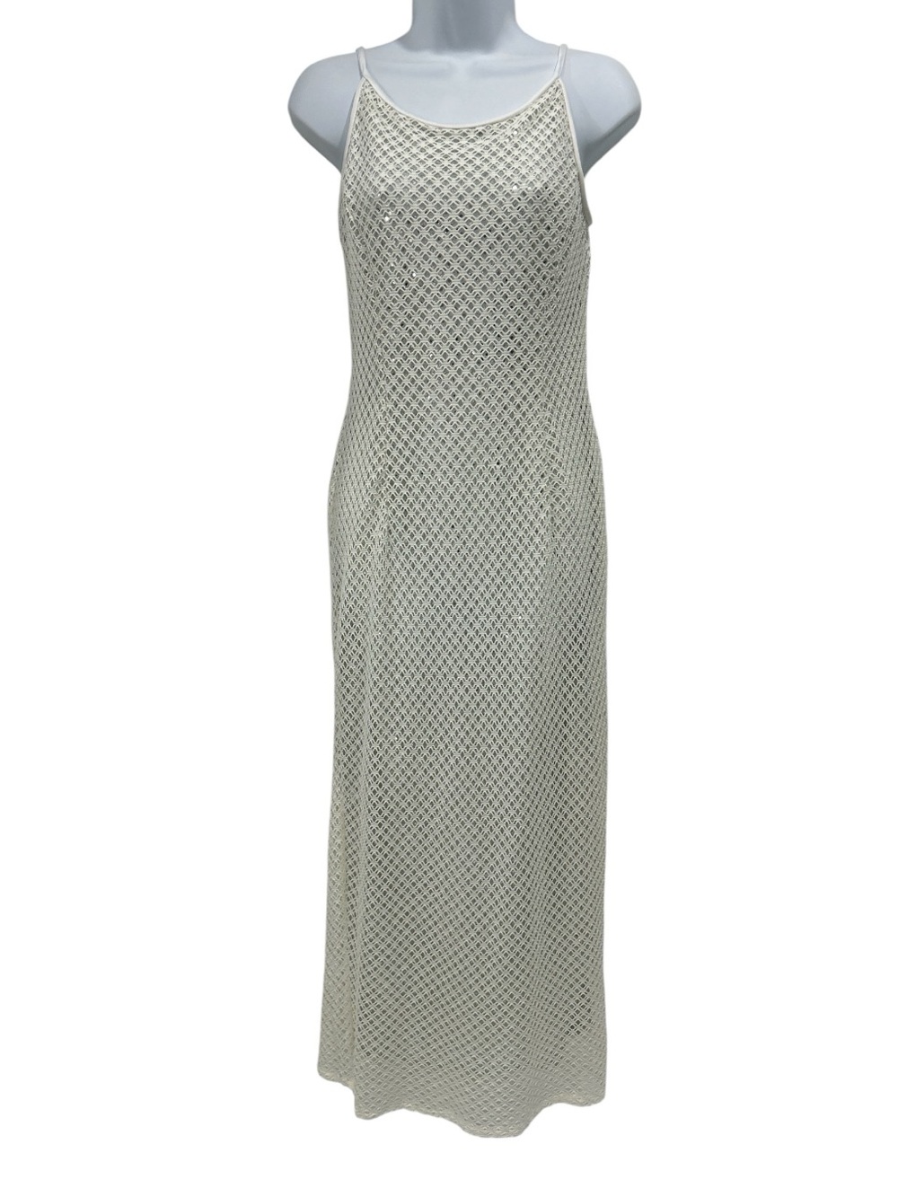 Jessica McClintock for Gunne Sax 90s Y2K Crochet Sequin Maxi Sheath Dress - 5/6
